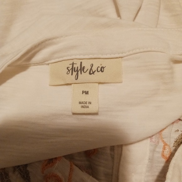 Style & Co Womens Floral Embroidered Sequined Tunic‎ Top Blouse Long Sleeve PM - Picture 7 of 7